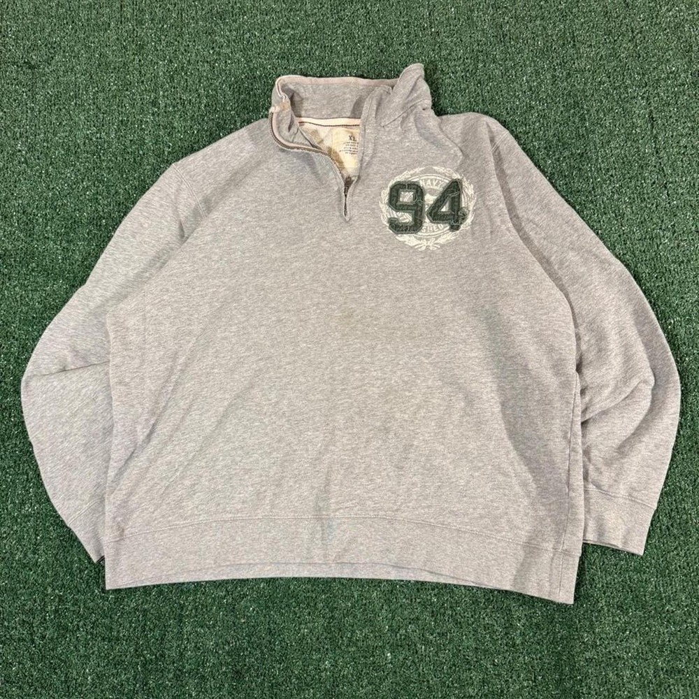 Old Navy 94 Reissue Quarter-Zip Pullover Grey XL Embroidered Graphic